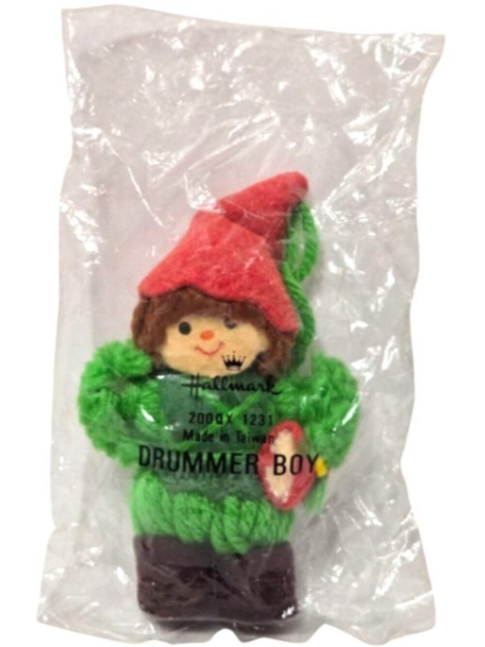 Hallmark Ornament Drummer Boy 1970s Felt Yarn Christmas Little Drummer Boy NIP